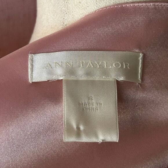Vintage Ann Taylor Pink Silk Strapless Midi Dress Size 6 - Picture 8 of 10